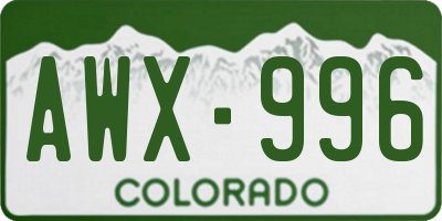 CO license plate AWX996