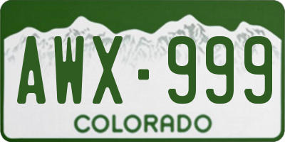 CO license plate AWX999