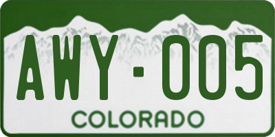 CO license plate AWY005