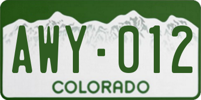 CO license plate AWY012