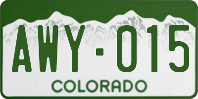 CO license plate AWY015