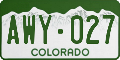 CO license plate AWY027