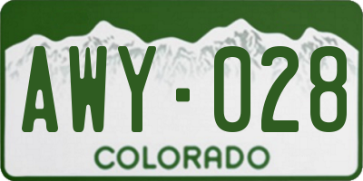 CO license plate AWY028