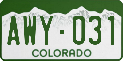 CO license plate AWY031