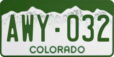 CO license plate AWY032