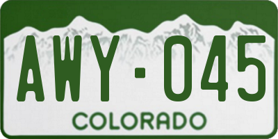 CO license plate AWY045