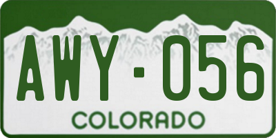 CO license plate AWY056