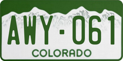 CO license plate AWY061