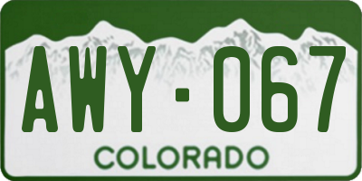 CO license plate AWY067