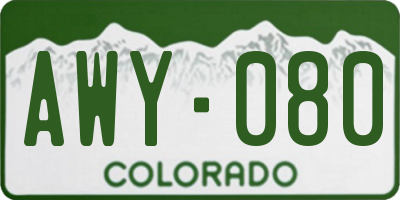 CO license plate AWY080