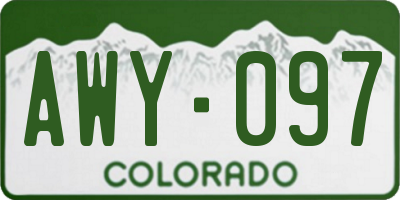 CO license plate AWY097