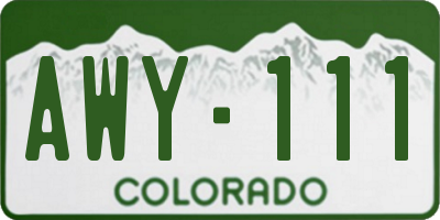 CO license plate AWY111