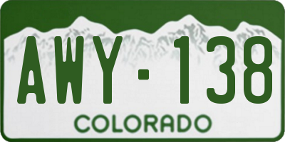 CO license plate AWY138