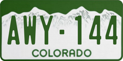 CO license plate AWY144