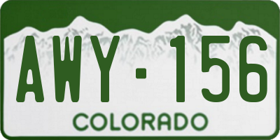 CO license plate AWY156