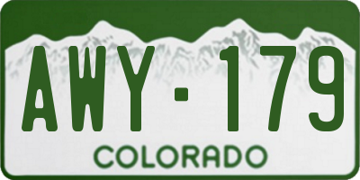CO license plate AWY179
