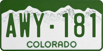 CO license plate AWY181