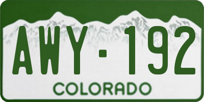 CO license plate AWY192