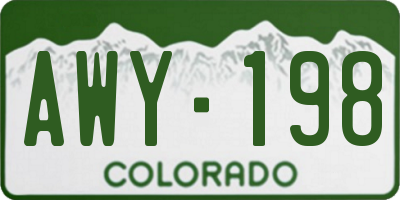 CO license plate AWY198