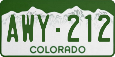 CO license plate AWY212