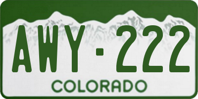 CO license plate AWY222