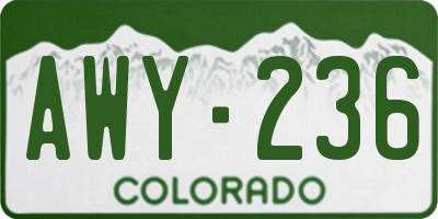 CO license plate AWY236