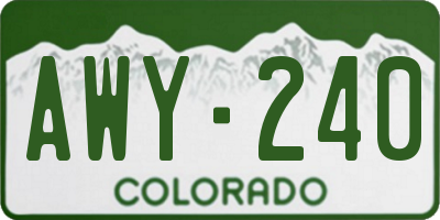 CO license plate AWY240