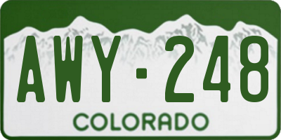 CO license plate AWY248