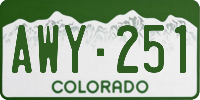 CO license plate AWY251