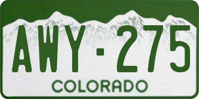 CO license plate AWY275