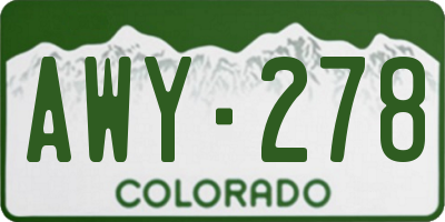 CO license plate AWY278