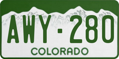 CO license plate AWY280