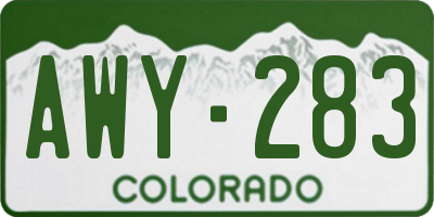 CO license plate AWY283