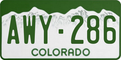 CO license plate AWY286