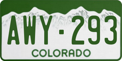 CO license plate AWY293