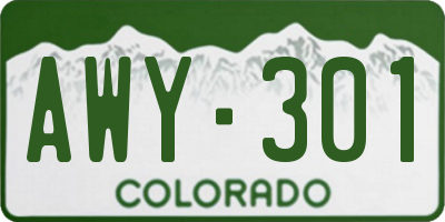 CO license plate AWY301