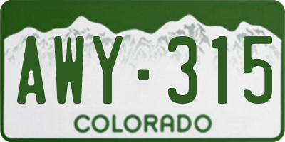 CO license plate AWY315