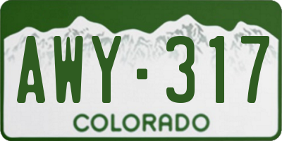CO license plate AWY317