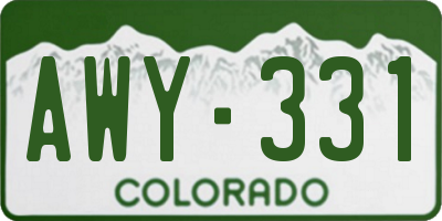 CO license plate AWY331