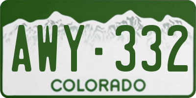 CO license plate AWY332