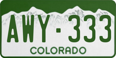 CO license plate AWY333