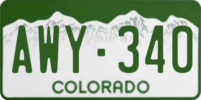 CO license plate AWY340