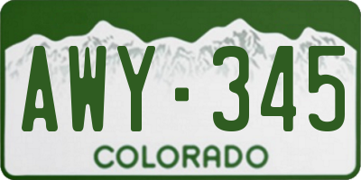 CO license plate AWY345