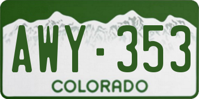 CO license plate AWY353