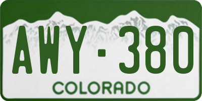 CO license plate AWY380