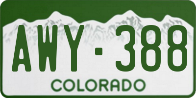 CO license plate AWY388
