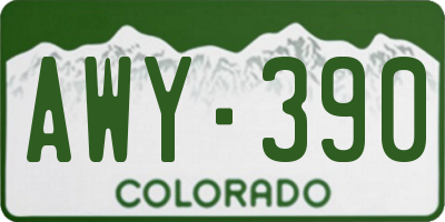 CO license plate AWY390