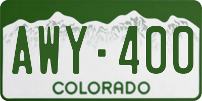 CO license plate AWY400