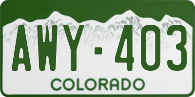 CO license plate AWY403