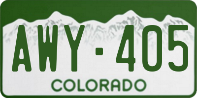 CO license plate AWY405